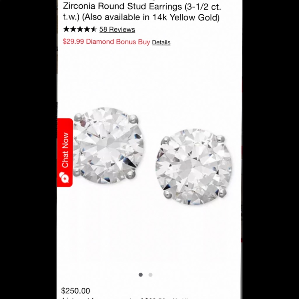 14K White Gold stud Earrings Swarovski Zirconia